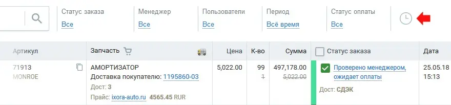мониторинг просроченных заказов