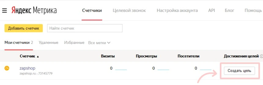 Создание целей Яндекс.Метрики