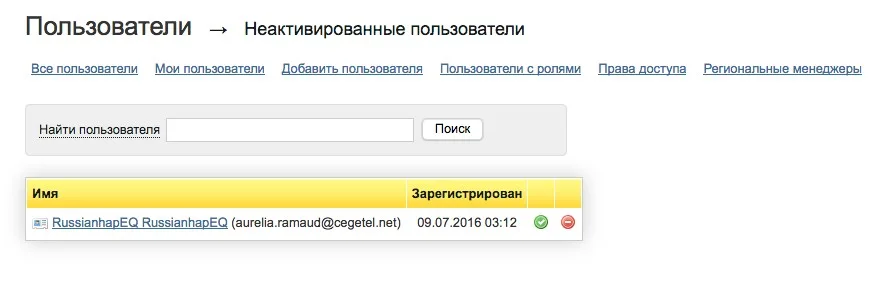 неактивированные пользователи