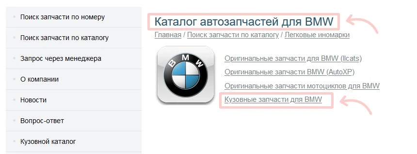 Каталог запчастей