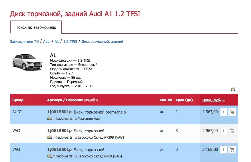 список найденных предложений
