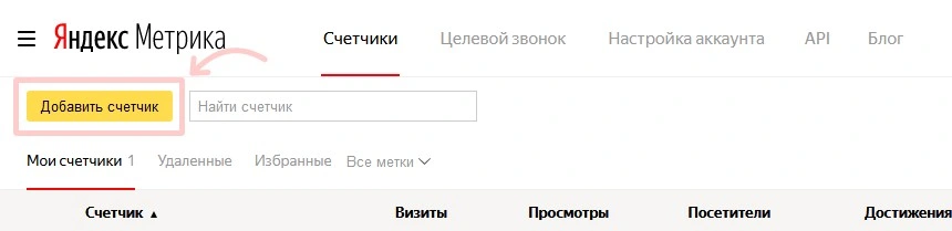 добавление счетчика Яндекс.Метрика